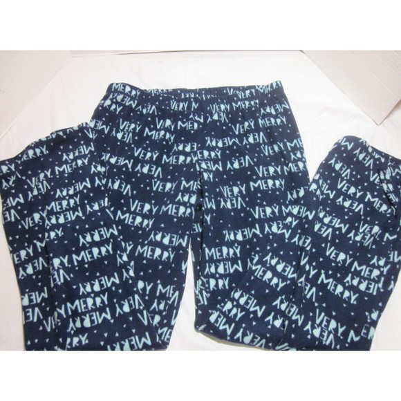 So intimates Fleece Pajama Christmas Very Merry Size Small Blue Elastic Waist - Picture 3 of 4